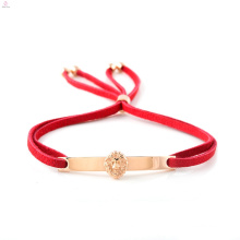 Lucky Red Leather Bar K Gold Lion Head Bracelet
